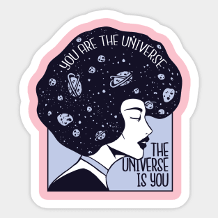 Funny UNIVERSE GIRL funny hair abstract Sticker